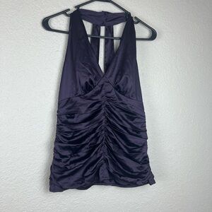 Express Purple Halter Top Sleeveless Satin Size 4